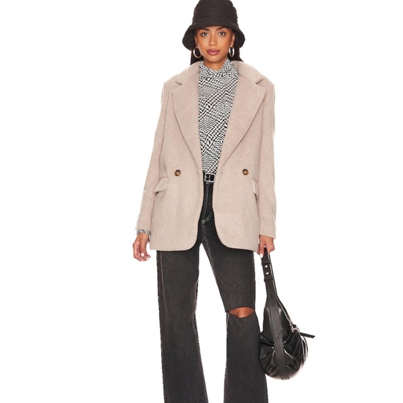 Free People Mari Solid Blazer Peacoat in Light Coffee